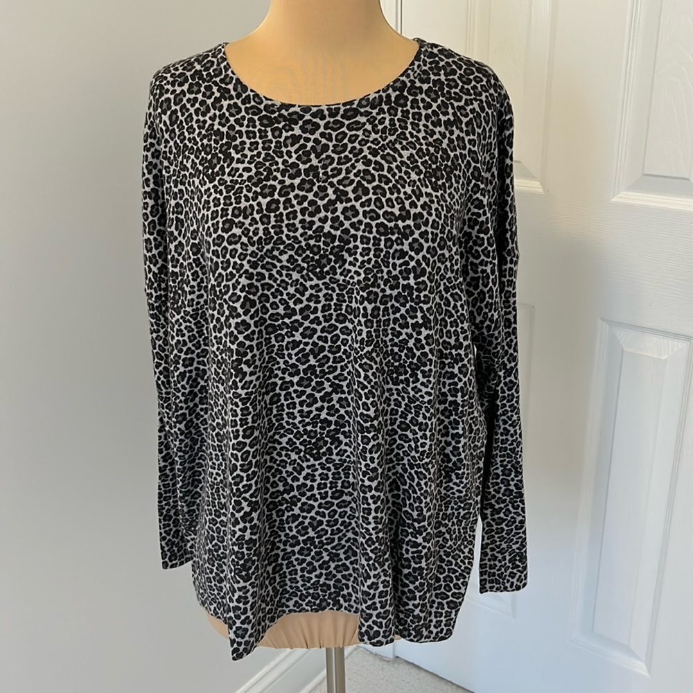 J. Jill Soft Grey Cheetah Print Sweater